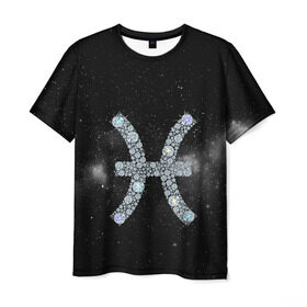 Мужская футболка 3D с принтом Рыбы в Екатеринбурге, 100% полиэфир | прямой крой, круглый вырез горловины, длина до линии бедер | звезды | знаки зодиака | космос | рыбы | созвездие