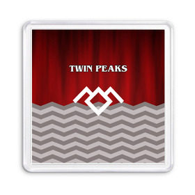 Магнит 55*55 с принтом Twin Peaks в Екатеринбурге, Пластик | Размер: 65*65 мм; Размер печати: 55*55 мм | Тематика изображения на принте: twin peaks | арт | лого | полосы | сериал | твин пикс | текстура | фильмы