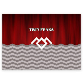 Поздравительная открытка с принтом Twin Peaks в Екатеринбурге, 100% бумага | плотность бумаги 280 г/м2, матовая, на обратной стороне линовка и место для марки
 | Тематика изображения на принте: twin peaks | арт | лого | полосы | сериал | твин пикс | текстура | фильмы