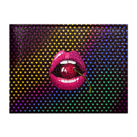 Обложка для студенческого билета с принтом Pop art в Екатеринбурге, натуральная кожа | Размер: 11*8 см; Печать на всей внешней стороне | cherry | colorful | fashion | funny | gesture | lips | lipstick | makeup | mouth | pop art | rainbow | style | веселый | вишенка | вишня | губы | жест | зубы | клубный | любовь | макияж | мода | помада | поп арт | прикольный | радуга | рот | стиль | страс