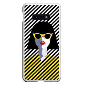 Чехол для Samsung S10E с принтом Pop art girl в Екатеринбурге, Силикон | Область печати: задняя сторона чехла, без боковых панелей | abstraction | bright | color | fashion | hair | lines | lips | pop art | rack | red | style | yellow | абстракция | губы | желтый | каре | красный | линии | мода | очки | поп арт | прическа | стиль | цвет | яркий