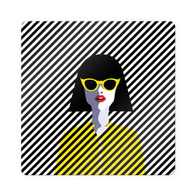 Магнит виниловый Квадрат с принтом Pop art girl в Екатеринбурге, полимерный материал с магнитным слоем | размер 9*9 см, закругленные углы | Тематика изображения на принте: abstraction | bright | color | fashion | hair | lines | lips | pop art | rack | red | style | yellow | абстракция | губы | желтый | каре | красный | линии | мода | очки | поп арт | прическа | стиль | цвет | яркий