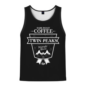 Мужская майка 3D с принтом Twin Peaks Coffee в Екатеринбурге, 100% полиэстер | круглая горловина, приталенный силуэт, длина до линии бедра. Пройма и горловина окантованы тонкой бейкой | Тематика изображения на принте: twin peaks | арт | купер | сериал | твин пикс | фильмы | черно белые