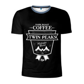 Мужская футболка 3D спортивная с принтом Twin Peaks Coffee в Екатеринбурге, 100% полиэстер с улучшенными характеристиками | приталенный силуэт, круглая горловина, широкие плечи, сужается к линии бедра | twin peaks | арт | купер | сериал | твин пикс | фильмы | черно белые