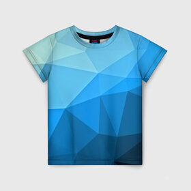Детская футболка 3D с принтом geometric blue в Екатеринбурге, 100% гипоаллергенный полиэфир | прямой крой, круглый вырез горловины, длина до линии бедер, чуть спущенное плечо, ткань немного тянется | Тематика изображения на принте: abstraction | абстракция | геометрия | грани | линии | полигоны | розовый | сочетания | текстура | треугольники