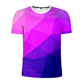 Мужская футболка 3D спортивная с принтом Geometrica в Екатеринбурге, 100% полиэстер с улучшенными характеристиками | приталенный силуэт, круглая горловина, широкие плечи, сужается к линии бедра | abstraction | абстракция | геометрия | грани | линии | полигоны | розовый | сочетания | текстура | треугольники