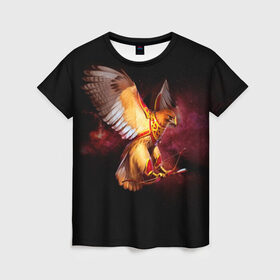 Женская футболка 3D с принтом Fantasy bird в Екатеринбурге, 100% полиэфир ( синтетическое хлопкоподобное полотно) | прямой крой, круглый вырез горловины, длина до линии бедер | game | беркут | игра | игрок | лук и стрелы | орёл | птица | сокол | фэнтези