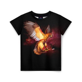Детская футболка 3D с принтом Fantasy bird в Екатеринбурге, 100% гипоаллергенный полиэфир | прямой крой, круглый вырез горловины, длина до линии бедер, чуть спущенное плечо, ткань немного тянется | game | беркут | игра | игрок | лук и стрелы | орёл | птица | сокол | фэнтези