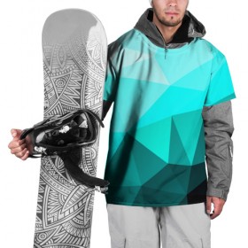 Накидка на куртку 3D с принтом Green geometric в Екатеринбурге, 100% полиэстер |  | abstraction | абстракция | геометрия | грани | линии | полигоны | сочетания | текстура | треугольники