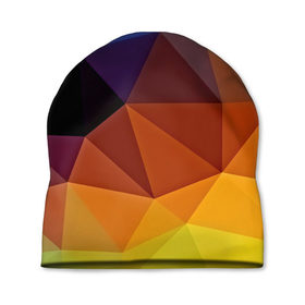 Шапка 3D с принтом Цветные стёкла в Екатеринбурге, 100% полиэстер | универсальный размер, печать по всей поверхности изделия | abstraction | абстракция | геометрия | грани | линии | полигоны | розовый | сочетания | текстура | треугольники