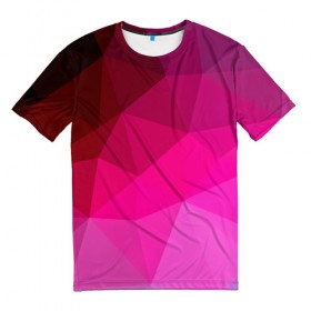 Мужская футболка 3D с принтом Pink Polygon в Екатеринбурге, 100% полиэфир | прямой крой, круглый вырез горловины, длина до линии бедер | Тематика изображения на принте: 