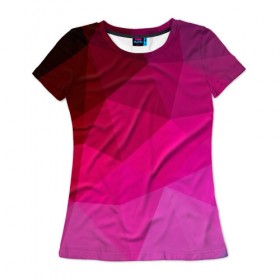 Женская футболка 3D с принтом Pink Polygon в Екатеринбурге, 100% полиэфир ( синтетическое хлопкоподобное полотно) | прямой крой, круглый вырез горловины, длина до линии бедер | Тематика изображения на принте: 