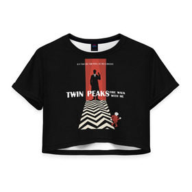 Женская футболка 3D укороченная с принтом Twin Peaks в Екатеринбурге, 100% полиэстер | круглая горловина, длина футболки до линии талии, рукава с отворотами | twin peaks | агент дейл  купер | арт | сериал | твин пикс | фильмы