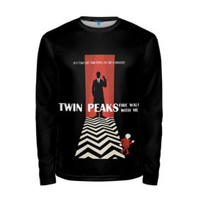 Мужской лонгслив 3D с принтом Twin Peaks в Екатеринбурге, 100% полиэстер | длинные рукава, круглый вырез горловины, полуприлегающий силуэт | twin peaks | агент дейл  купер | арт | сериал | твин пикс | фильмы