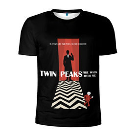 Мужская футболка 3D спортивная с принтом Twin Peaks в Екатеринбурге, 100% полиэстер с улучшенными характеристиками | приталенный силуэт, круглая горловина, широкие плечи, сужается к линии бедра | twin peaks | агент дейл  купер | арт | сериал | твин пикс | фильмы