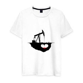 Мужская футболка хлопок с принтом Сердце земли в Екатеринбурге, 100% хлопок | прямой крой, круглый вырез горловины, длина до линии бедер, слегка спущенное плечо. | газ | нефть
