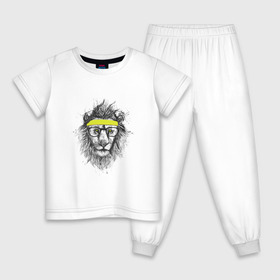 Детская пижама хлопок с принтом Лев В Очках в Екатеринбурге, 100% хлопок |  брюки и футболка прямого кроя, без карманов, на брюках мягкая резинка на поясе и по низу штанин
 | animal | lion | фитнес
