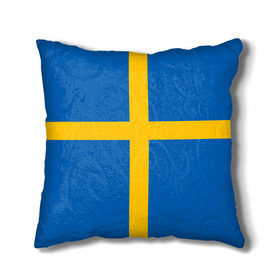 Подушка 3D с принтом Флаг Швеции в Екатеринбурге, наволочка – 100% полиэстер, наполнитель – холлофайбер (легкий наполнитель, не вызывает аллергию). | состоит из подушки и наволочки. Наволочка на молнии, легко снимается для стирки | flag | sverige | sweden | флаг | швеция