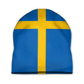 Шапка 3D с принтом Флаг Швеции в Екатеринбурге, 100% полиэстер | универсальный размер, печать по всей поверхности изделия | flag | sverige | sweden | флаг | швеция