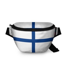Поясная сумка 3D с принтом Флаг Финляндии в Екатеринбурге, 100% полиэстер | плотная ткань, ремень с регулируемой длиной, внутри несколько карманов для мелочей, основное отделение и карман с обратной стороны сумки застегиваются на молнию | finland | flag | suomi | финляндия | флаг