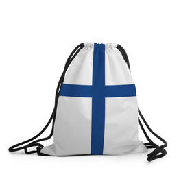 Рюкзак-мешок 3D с принтом Флаг Финляндии в Екатеринбурге, 100% полиэстер | плотность ткани — 200 г/м2, размер — 35 х 45 см; лямки — толстые шнурки, застежка на шнуровке, без карманов и подкладки | finland | flag | suomi | финляндия | флаг