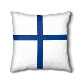 Подушка 3D с принтом Флаг Финляндии в Екатеринбурге, наволочка – 100% полиэстер, наполнитель – холлофайбер (легкий наполнитель, не вызывает аллергию). | состоит из подушки и наволочки. Наволочка на молнии, легко снимается для стирки | finland | flag | suomi | финляндия | флаг