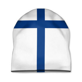 Шапка 3D с принтом Флаг Финляндии в Екатеринбурге, 100% полиэстер | универсальный размер, печать по всей поверхности изделия | Тематика изображения на принте: finland | flag | suomi | финляндия | флаг