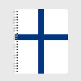 Тетрадь с принтом Флаг Финляндии в Екатеринбурге, 100% бумага | 48 листов, плотность листов — 60 г/м2, плотность картонной обложки — 250 г/м2. Листы скреплены сбоку удобной пружинной спиралью. Уголки страниц и обложки скругленные. Цвет линий — светло-серый
 | finland | flag | suomi | финляндия | флаг