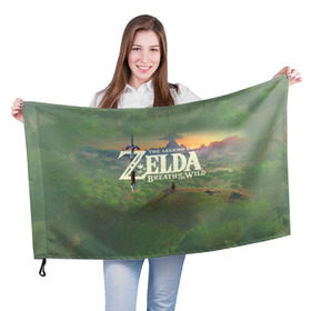 Флаг 3D с принтом The Legend of Zelda в Екатеринбурге, 100% полиэстер | плотность ткани — 95 г/м2, размер — 67 х 109 см. Принт наносится с одной стороны | breath of the wild | the legend of zelda