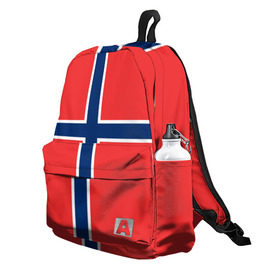 Рюкзак 3D с принтом Флаг Норвегии в Екатеринбурге, 100% полиэстер | лямки с регулируемой длиной, сверху петелька, чтобы рюкзак можно было повесить на вешалку. Основное отделение закрывается на молнию, как и внешний карман. Внутри два дополнительных кармана, один из которых закрывается на молнию. По бокам два дополнительных кармашка | flag | norge | norway | норвегия | флаг