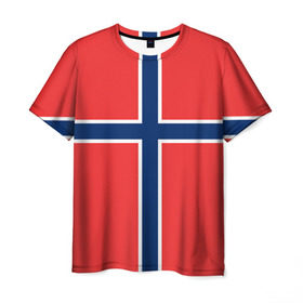 Мужская футболка 3D с принтом Флаг Норвегии в Екатеринбурге, 100% полиэфир | прямой крой, круглый вырез горловины, длина до линии бедер | flag | norge | norway | норвегия | флаг