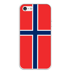 Чехол для iPhone 5/5S матовый с принтом Флаг Норвегии в Екатеринбурге, Силикон | Область печати: задняя сторона чехла, без боковых панелей | flag | norge | norway | норвегия | флаг