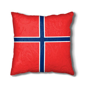 Подушка 3D с принтом Флаг Норвегии в Екатеринбурге, наволочка – 100% полиэстер, наполнитель – холлофайбер (легкий наполнитель, не вызывает аллергию). | состоит из подушки и наволочки. Наволочка на молнии, легко снимается для стирки | flag | norge | norway | норвегия | флаг