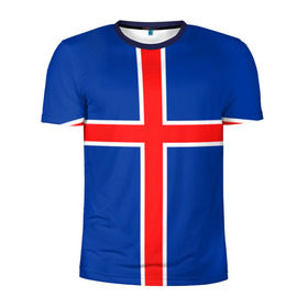 Мужская футболка 3D спортивная с принтом Флаг Исландии в Екатеринбурге, 100% полиэстер с улучшенными характеристиками | приталенный силуэт, круглая горловина, широкие плечи, сужается к линии бедра | Тематика изображения на принте: flag | iceland | island | исландия | флаг