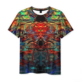Мужская футболка 3D с принтом psychedelic в Екатеринбурге, 100% полиэфир | прямой крой, круглый вырез горловины, длина до линии бедер | abstraction | color | spray | абстракция | волны | краска | краски | линии | оптические | полосы | разводы | узоры | фрактал | цветные