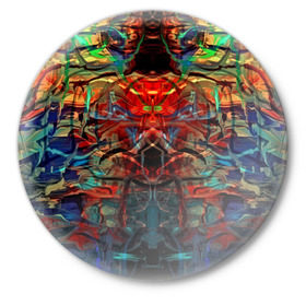 Значок с принтом psychedelic в Екатеринбурге,  металл | круглая форма, металлическая застежка в виде булавки | abstraction | color | spray | абстракция | волны | краска | краски | линии | оптические | полосы | разводы | узоры | фрактал | цветные