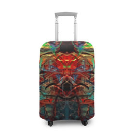 Чехол для чемодана 3D с принтом psychedelic в Екатеринбурге, 86% полиэфир, 14% спандекс | двустороннее нанесение принта, прорези для ручек и колес | abstraction | color | spray | абстракция | волны | краска | краски | линии | оптические | полосы | разводы | узоры | фрактал | цветные