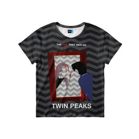 Детская футболка 3D с принтом TWIN PEAKS в Екатеринбурге, 100% гипоаллергенный полиэфир | прямой крой, круглый вырез горловины, длина до линии бедер, чуть спущенное плечо, ткань немного тянется | Тематика изображения на принте: twin peaks | агент купер | арт | сериал | твин пикс | фильмы