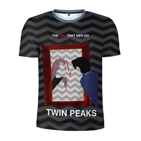 Мужская футболка 3D спортивная с принтом TWIN PEAKS в Екатеринбурге, 100% полиэстер с улучшенными характеристиками | приталенный силуэт, круглая горловина, широкие плечи, сужается к линии бедра | twin peaks | агент купер | арт | сериал | твин пикс | фильмы