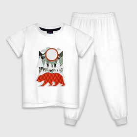Детская пижама хлопок с принтом Осторожно, медведь в Екатеринбурге, 100% хлопок |  брюки и футболка прямого кроя, без карманов, на брюках мягкая резинка на поясе и по низу штанин
 | геометрические | геометрия | деревья | дорожный | животное | зверь | знак | медведь | мишка | облака | рисунок | треугольники | фигуры