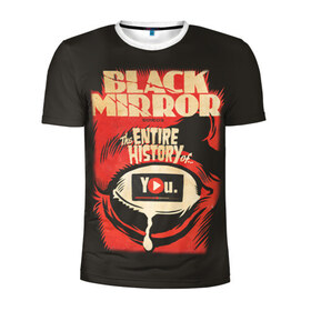 Мужская футболка 3D спортивная с принтом Black Mirror в Екатеринбурге, 100% полиэстер с улучшенными характеристиками | приталенный силуэт, круглая горловина, широкие плечи, сужается к линии бедра | Тематика изображения на принте: black mirror | сериал | черное зеркало