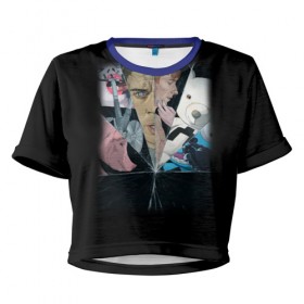 Женская футболка 3D укороченная с принтом Black Mirror в Екатеринбурге, 100% полиэстер | круглая горловина, длина футболки до линии талии, рукава с отворотами | black mirror | сериал | черное зеркало