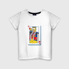 Детская футболка хлопок с принтом Гомер Король в Екатеринбурге, 100% хлопок | круглый вырез горловины, полуприлегающий силуэт, длина до линии бедер | homer | king | poker | simpsons | барт | гомер | карты | король | мульт | мультфильм | покер | симпсоны