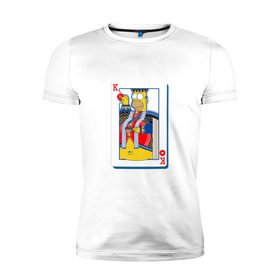 Мужская футболка премиум с принтом Гомер Король в Екатеринбурге, 92% хлопок, 8% лайкра | приталенный силуэт, круглый вырез ворота, длина до линии бедра, короткий рукав | homer | king | poker | simpsons | барт | гомер | карты | король | мульт | мультфильм | покер | симпсоны