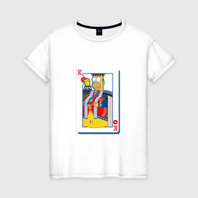 Женская футболка хлопок с принтом Гомер Король в Екатеринбурге, 100% хлопок | прямой крой, круглый вырез горловины, длина до линии бедер, слегка спущенное плечо | homer | king | poker | simpsons | барт | гомер | карты | король | мульт | мультфильм | покер | симпсоны