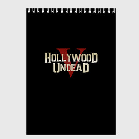 Скетчбук с принтом Hollywood Undead в Екатеринбурге, 100% бумага
 | 48 листов, плотность листов — 100 г/м2, плотность картонной обложки — 250 г/м2. Листы скреплены сверху удобной пружинной спиралью | five | hollywood undead | v