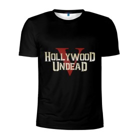 Мужская футболка 3D спортивная с принтом Hollywood Undead в Екатеринбурге, 100% полиэстер с улучшенными характеристиками | приталенный силуэт, круглая горловина, широкие плечи, сужается к линии бедра | Тематика изображения на принте: five | hollywood undead | v