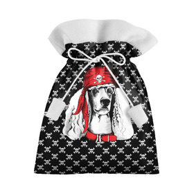 Подарочный 3D мешок с принтом Пудель пират в Екатеринбурге, 100% полиэстер | Размер: 29*39 см | Тематика изображения на принте: animal | dog | pet | puppy | skull | арт | животные | пес | пират | пудель | собаки | текстура | череп