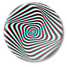 Значок с принтом RGB optical в Екатеринбурге,  металл | круглая форма, металлическая застежка в виде булавки | Тематика изображения на принте: абстракция | волны | краска | линии | оптические | полосы | разводы | узоры | фрактал | цветные
