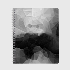 Тетрадь с принтом Polygon gray в Екатеринбурге, 100% бумага | 48 листов, плотность листов — 60 г/м2, плотность картонной обложки — 250 г/м2. Листы скреплены сбоку удобной пружинной спиралью. Уголки страниц и обложки скругленные. Цвет линий — светло-серый
 | abstraction | polygon | абстракция | грань | краски | кубик | кубики | линии | мозаика | ребро | текстура | узор